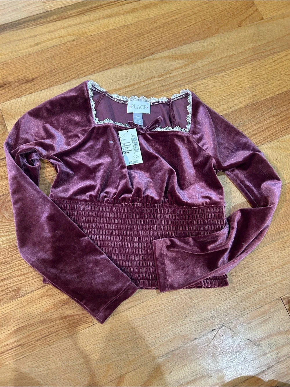 NWT 2 Piece Smocked Velour Set